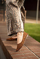 Леопардовые балетки 33-42 размер натуральная кожа, удобная женская обувь