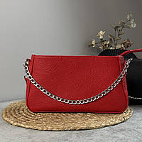 Женская кожаная сумочка, Стильная сумка из натуральной кожи, Маленькая красная сумка на плече