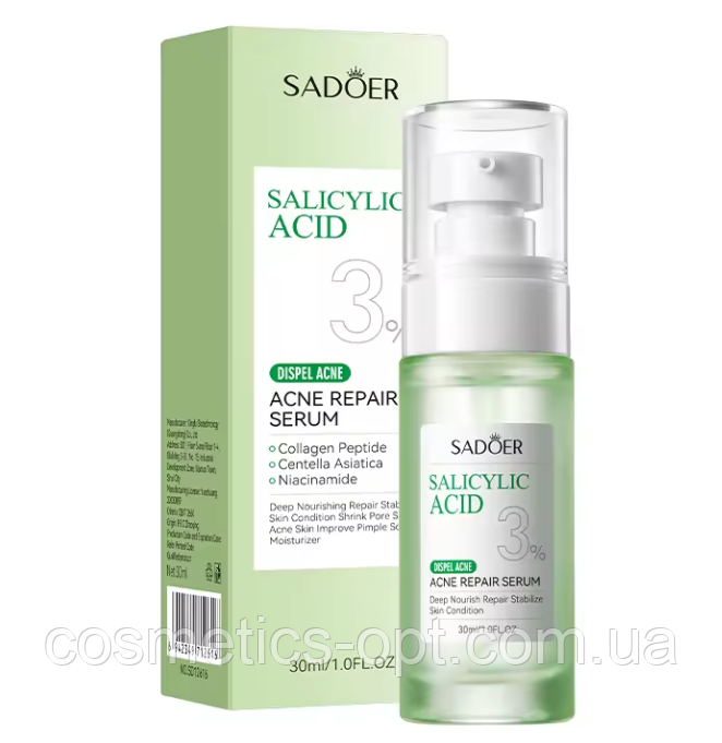 Відновлююча сироватка АНТИ АКНЕ Sadoer Salicylic Acid 3% Acne Repair Serum 30 ml (6942349712616), фото 1