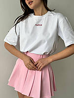 Базовая трендовая женская белая футболка оверсайз с надписью Любов турецкий кулир размер 40-46