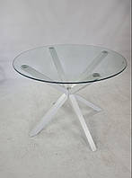 Стол обеденный круглый Джин со стеклянной столешницей/белый (D = 100см)