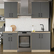 Кухня ОПТІМА К-2 комплект 1,9 м Без стільниці Графіт