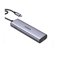 Концентратор 7 in 1 UGREEN CM512 RJ45 USB-A PD3.0-100W HDMI4K SD/TF Type-C Grey (90568)