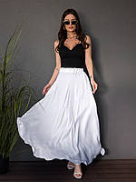 Белая расклешенная юбка из сатина, размер S