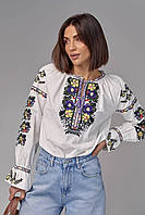 Вышиванка , Стильная женская блуза с разноцветной вышивкой