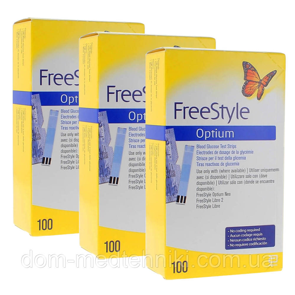 Тест смужки FreeStyle Optium (Фрістайл Оптіум) №100 - 3 уп. (300 шт.)