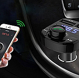FM трансмітер для автомобіля Bluetooth MP3 X8 USB заряджання MicroSD відтворення музики компактний аудіопередавач, фото 6