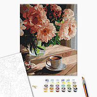 Картина по номерам "Кофе с запахом пионов", "BS51686", 40x50 см