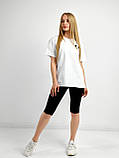 ✅ Жіночий спортивний костюм із велосипедками | Модний Комплект футболка та чорні лосини шорти | Норма та батал, фото 3