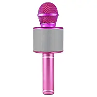 Беспроводной караоке-микрофон детский со встроенной колонкой Bluetooth-Microphone Pink, розовый