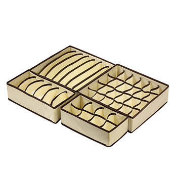 Набір органайзерів для спідньої білизни 4 штуки - beige-brown