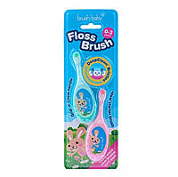 Набор зубных щеток Brush-Baby Floss Brush 0-3 лет (бирюзовая и розовая), 2 шт