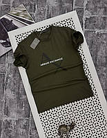 Мужская брендовая футболка Armani Армани хаки люкс качество fms