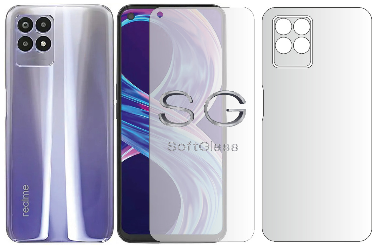 Бронеплівка для Realme 8i комплект: для передньої і задньої панелі зносостійка поліуретанова SoftGlass, фото 1