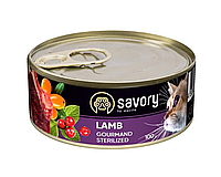 Влажный корм для котов Сейвори Savory Cat Can Adult Sterilised с ягненком, 100 г