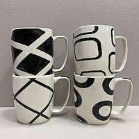 Набір чашок порцелянових "Чорно-біла абстракція" 400 мл 4 шт S&T 20701
