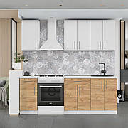 Кухня ОПТІМА К-4 комплект 2,1 м Без стільниці Білий/Крафт золотий