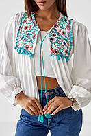 Жіноча вишиванка блуза-накидка сучасний стильний етнічний одяг модний оригінальний блуз вишиванка