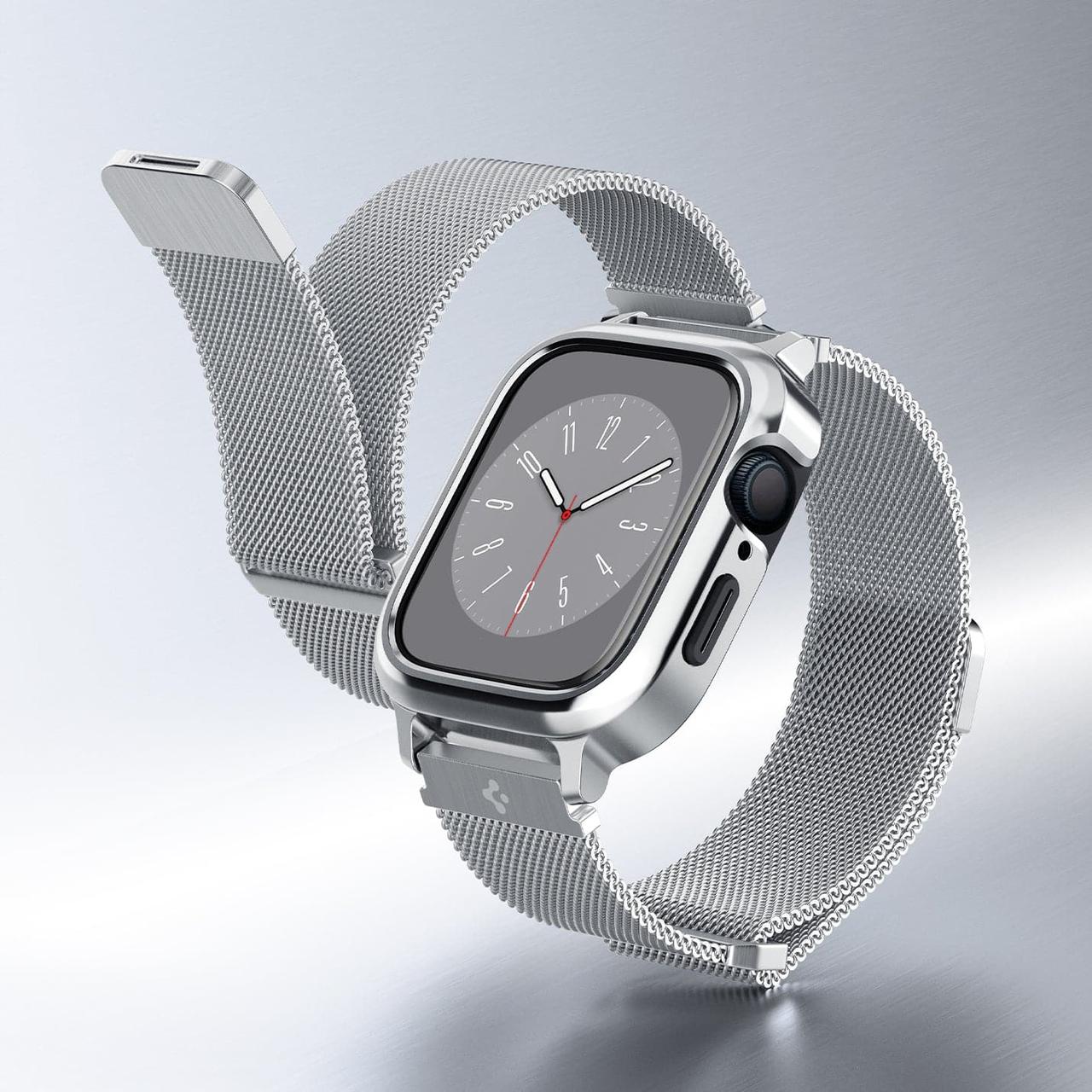 Чохол і ремінець Spigen Metal Fit Pro для Apple Watch (44 / 45 mm), Silver (ACS04584)
