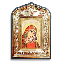 Ікона "Касперівська" Пресвята Богородиця, лик 6х9, у пластиковій чорній рамці
