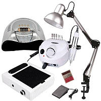 Стартовый маникюрный набор с лампой для освещения, фрезером, вытяжкой и лампой Sun Y17 - RD-4