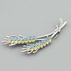 Срібна шпилька Україна БС2110 розмір 66х25 мм вставка різнокольорові фіаніти вага 7.94 г