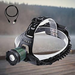 Акумуляторний налобний ліхтар Head Lamp 8775 з фокусуванням променя Led ліхтарик на голову перезаряджуваний