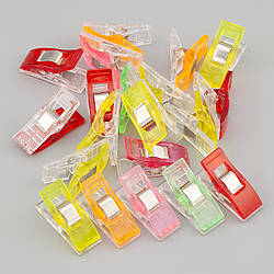 Кліпси затискачі пластикові 2,7х1 см 20 шт. Різнокольоровий