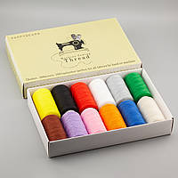 Набір швейних ниток 12 кольорів 18х12 см +-170 г 1 шт.