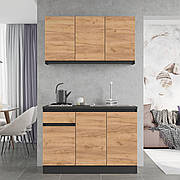 Кухня ЕКО НОВА К-5 комплект 1,2 м Зі стільницею Антрацит/Крафт золотий