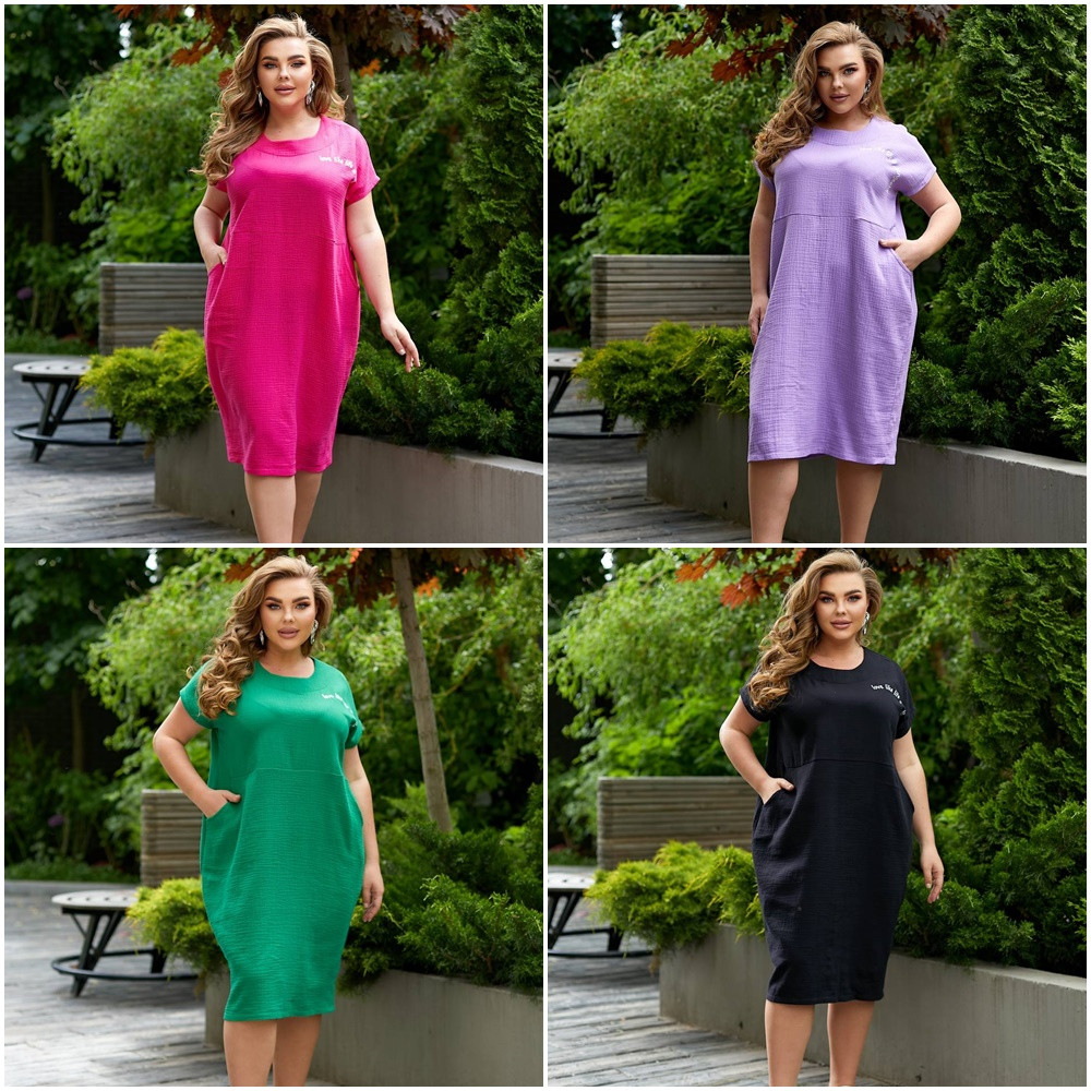 Гарне плаття з мусліну весна-осінь розмір батал