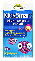 Детский рыбий жир с высоким содержанием омега-3 и ДГК от Kids Smart, со вкусом фруктов, 500 мг, 30 капсул