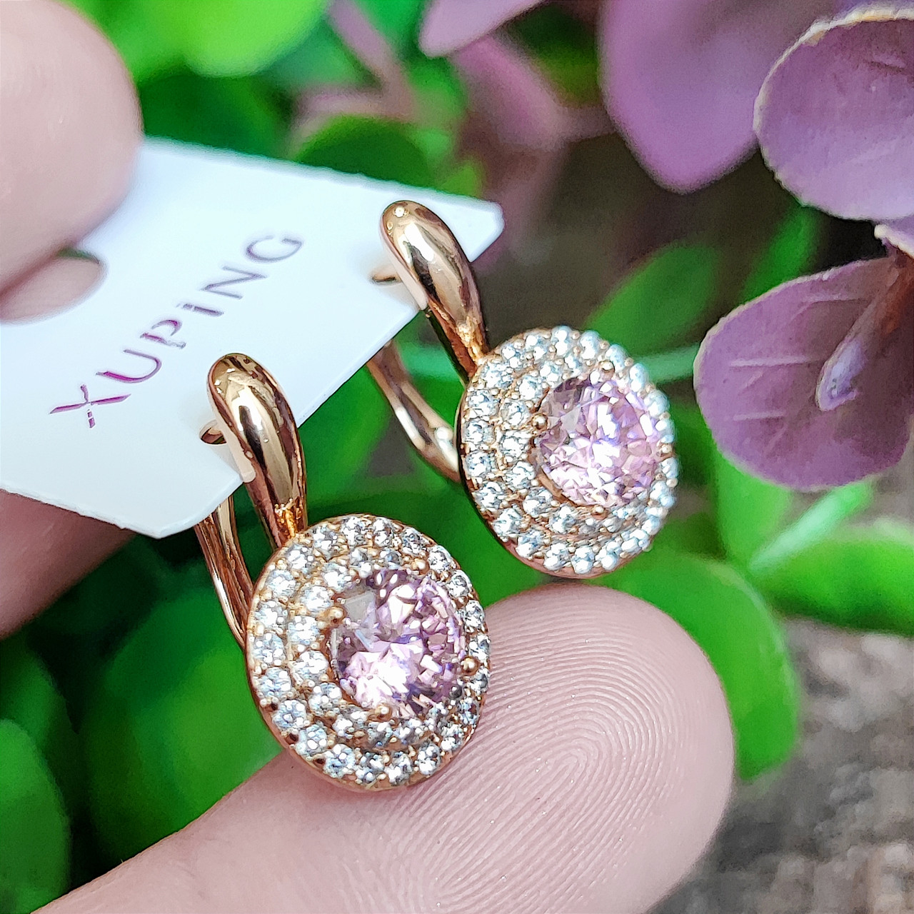 Сережки Xuping довжина 1.9см ширина 1.1см медичне золото позолота 18К  с1429