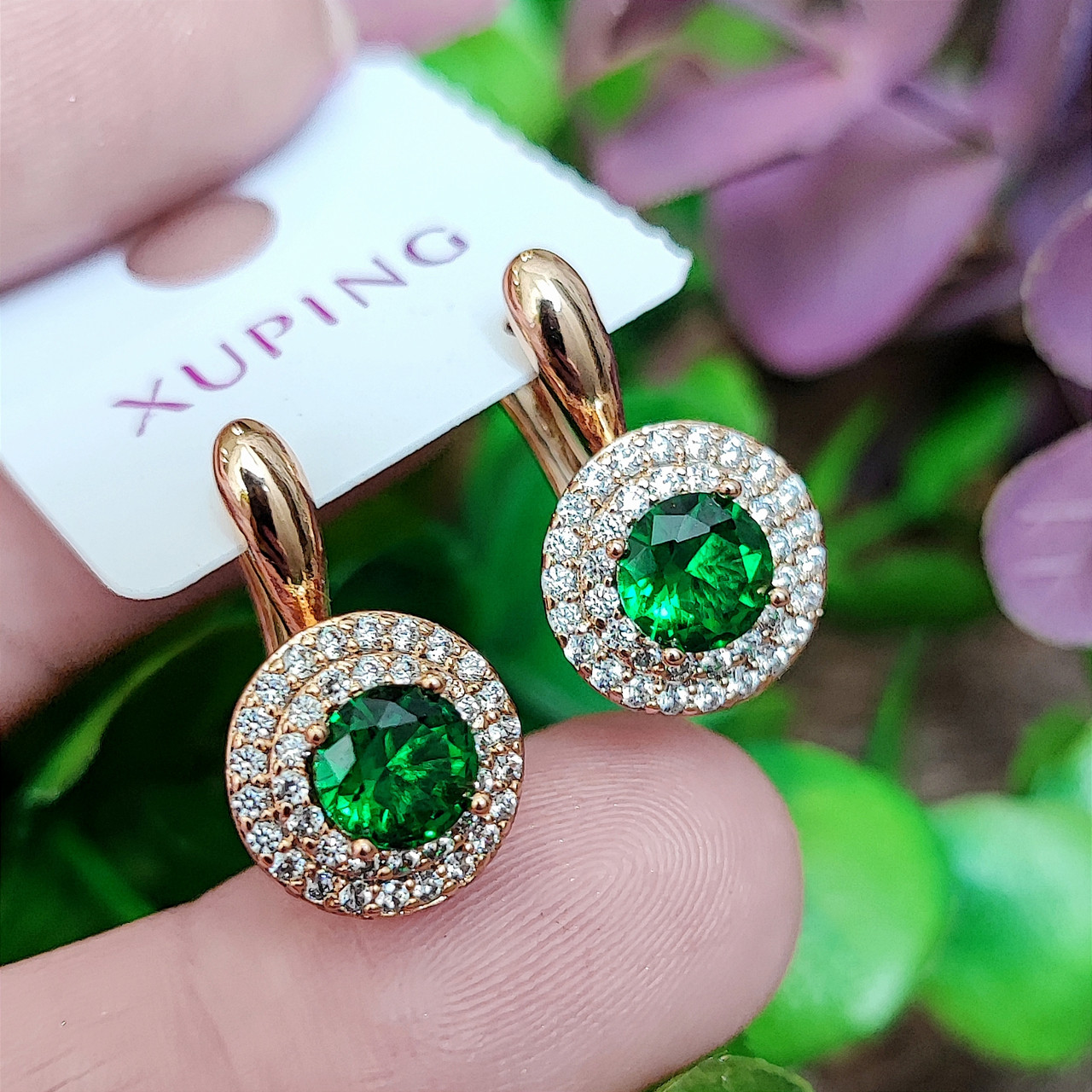 Сережки Xuping довжина 1.9см ширина 1.1см медичне золото позолота 18К  с1430