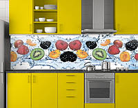 Фартук кухонный с ягодами и фруктами из заменителя стекла ПЭТ 62 х 410 см, 1,2 мм