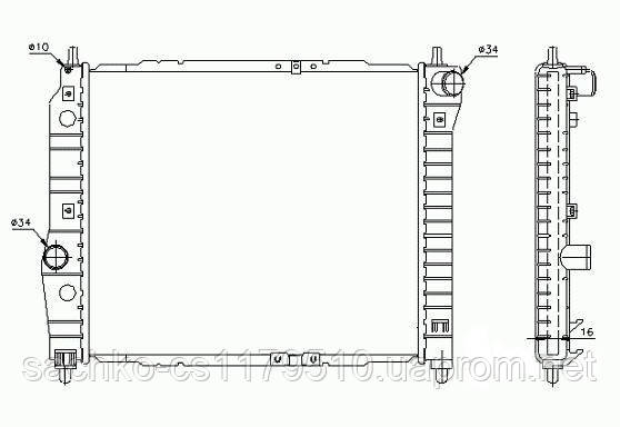 Радіатор охолодження двигуна "PARTS-MALL" AVEO 02- (480*416*16 OE 96536523) (МКПП) (-A/C)