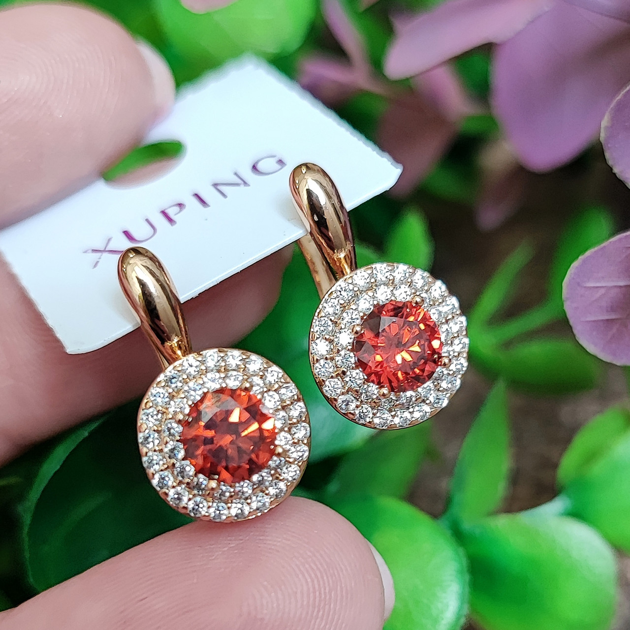Сережки Xuping довжина 1.9см ширина 1.1см медичне золото позолота 18К  с1432