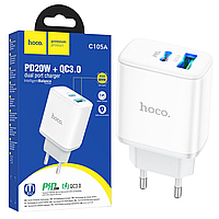 Сетевое зарядное устройство (СЗУ) Hoco C105A PD20W (1Type-C/1USB) белый