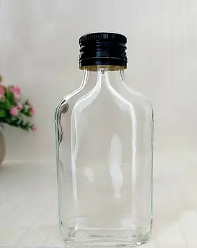 48 шт пляшка скло 100 мл з чорною кришкою упаковка