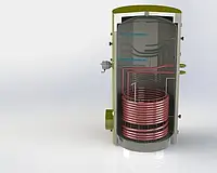 Бак косвенного нагрева ВТ-01-1000 Kuydych с теплообменником, водонагреватель непрямого нагрева