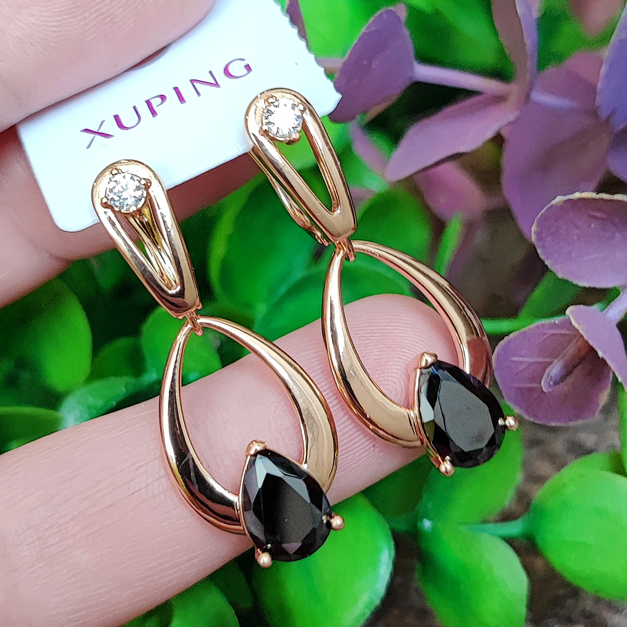 Сережки Xuping довжина .3.7см ширина 1.5см медичне золото позолота 18К с1437