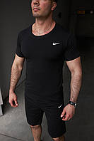 Мужской летний комплект Nike шорты и футболка черная спортивный костюм лето JMS