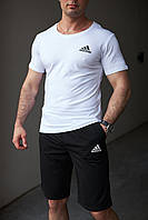 Мужской летний комплект Adidas шорты и футболка белая спортивный костюм лето JMS