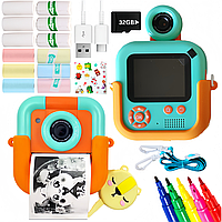 Мгновенная камера для детей быстрой печати снимков моментальной печати с играми и картой памяти FoxFoto