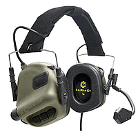 Активні стрілецькі навушники Earmor M32 Хакі з гарнітурою, Тактичні навушники MIVAX