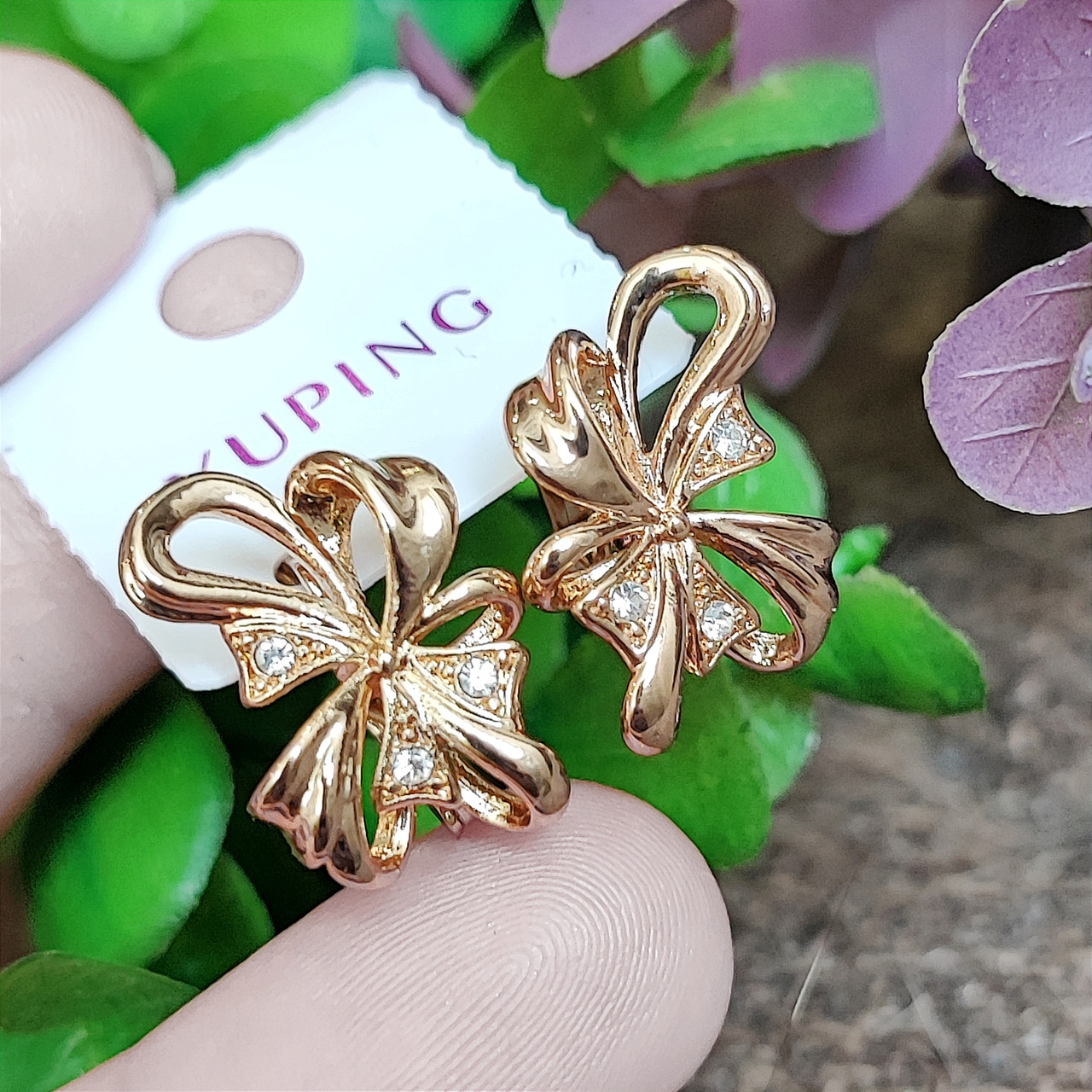 Сережки Xuping довжина 2.1см ширина 1.3см медичне золото позолота 18К с969