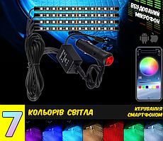 Декоративна rgb led підсвітка салону легкового авто 12v Підсвітка ніг в авто Універсальна rgb led-підсвітка