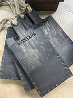 Рахівниця з шкіряною кишенею ДОШКА, колір чорний структурний, логотип MONTANA 2