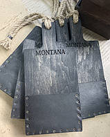 Рахівниця з шкіряною кишенею ДОШКА, колір чорний структурний, логотип MONTANA 1