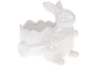 Декоративное керамическое кашпо Кролик с тележкой 17 см белый 733-427